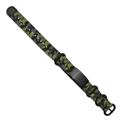 Black Stainless Steel Green Camo ID Bracelet – view 3