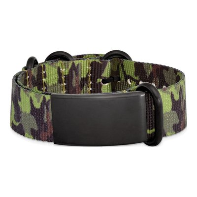 Black Stainless Steel Green Camo ID Bracelet – view 4