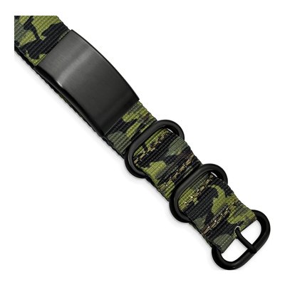 Black Stainless Steel Green Camo ID Bracelet