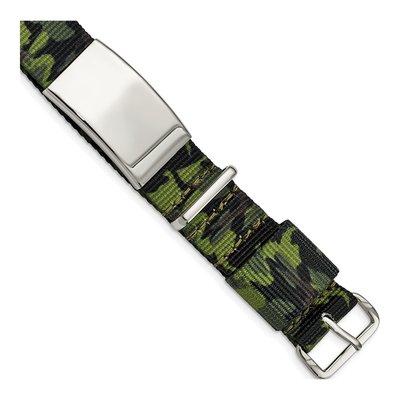 Stainless Steel Green Camo ID Bracelet
