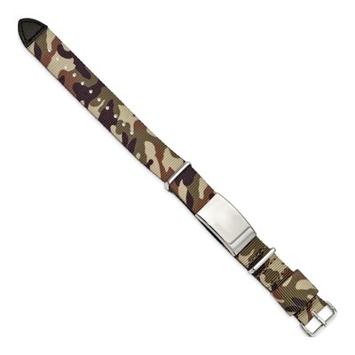 Stainless Steel Brown Camo Fabric ID Bracelet – view 3