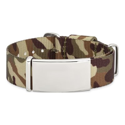 Stainless Steel Brown Camo Fabric ID Bracelet – view 4