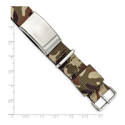 Stainless Steel Brown Camo Fabric ID Bracelet – view 5