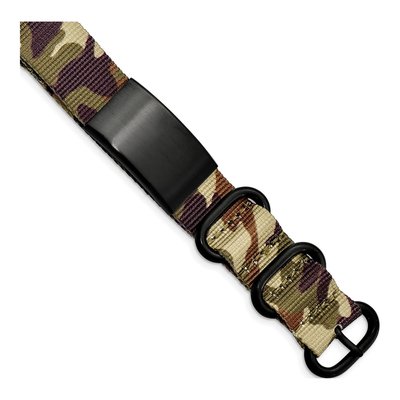 Black Stainless Steel Brown Camo ID Bracelet
