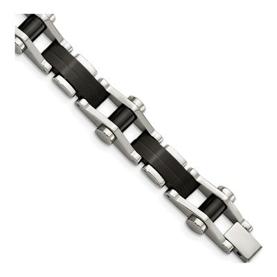 Men's Black Stainless Steel 14.17mm Link Chain Bracelet