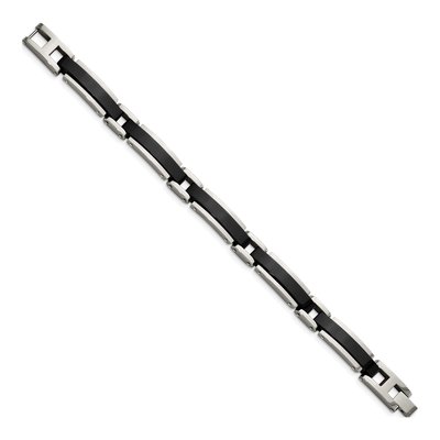 Men's Black Stainless Steel 8.65mm Link Chain Bracelet – view 3