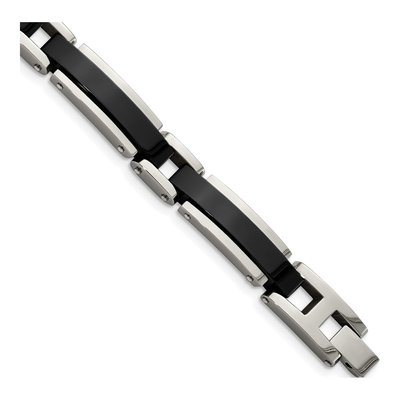 Men's Black Stainless Steel 8.65mm Link Chain Bracelet