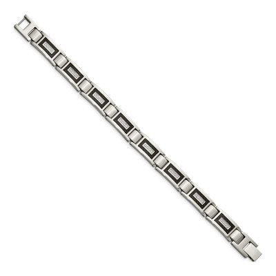 Men's Stainless Steel 10.88mm Carbon Fiber Link Chain Bracelet – view 3