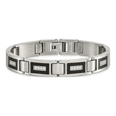 Men's Stainless Steel 10.88mm Carbon Fiber Link Chain Bracelet – view 4