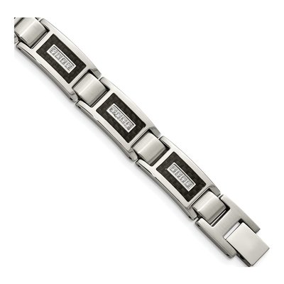 Men's Stainless Steel 10.88mm Carbon Fiber Link Chain Bracelet