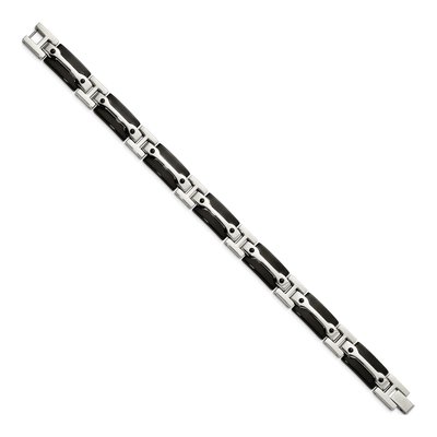Men's Black Stainless Steel 10.98mm Link Chain Bracelet – view 3
