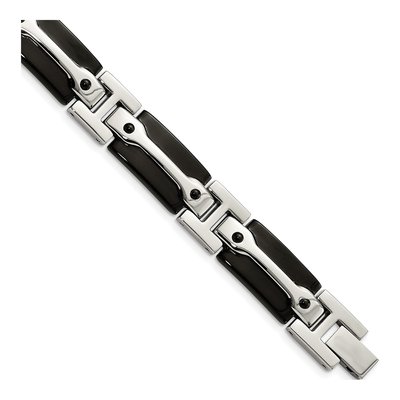 Men's Black Stainless Steel 10.98mm Link Chain Bracelet