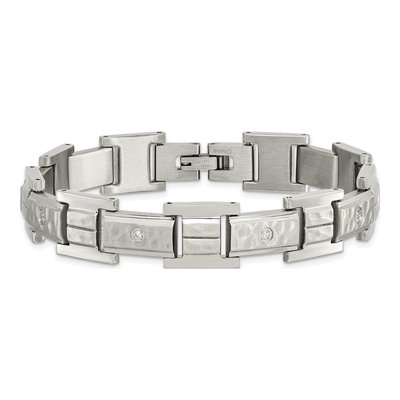 Men's Stainless Steel 12.05mm Hammered Link Chain Bracelet – view 5