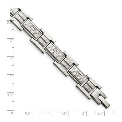 Men's Stainless Steel 12.05mm Hammered Link Chain Bracelet – view 6