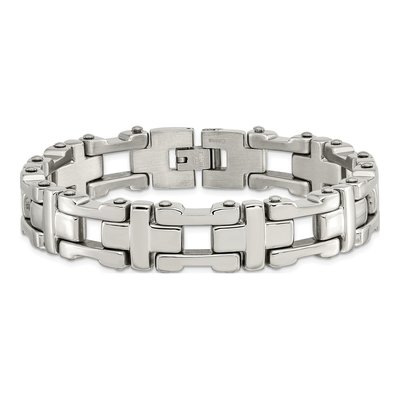 Men's Stainless Steel 14.08mm Open Cross Link Chain Bracelet – view 5