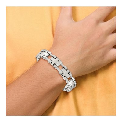 Men's Stainless Steel 14.08mm Open Cross Link Chain Bracelet – view 7