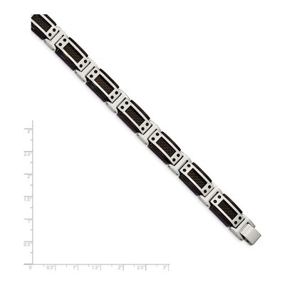 Men's Black Stainless Steel 12.07mm Carbon Fiber Link Chain Bracelet – view 6