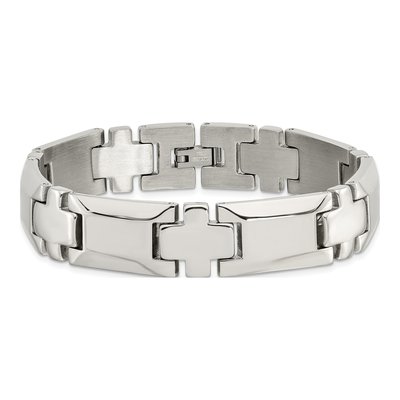Men's Stainless Steel 13.9mm Cross Link Chain Bracelet – view 5