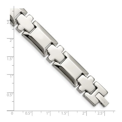 Men's Stainless Steel 13.9mm Cross Link Chain Bracelet – view 6