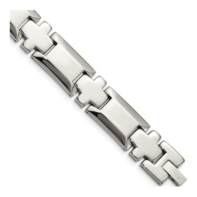 Men's Stainless Steel 13.9mm Cross Link Chain Bracelet