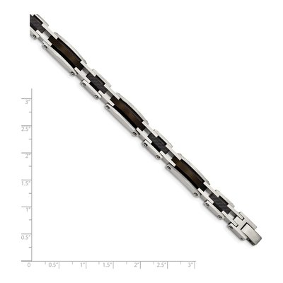 Men's Black Stainless Steel 9.27mm Carbon Fiber Link Chain Bracelet – view 6
