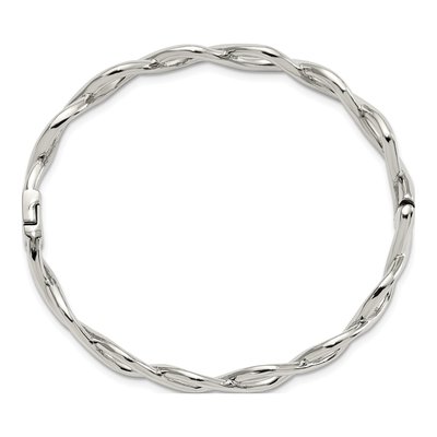 Stainless Steel Criss Cross Hinged Bangle Bracelet – view 4
