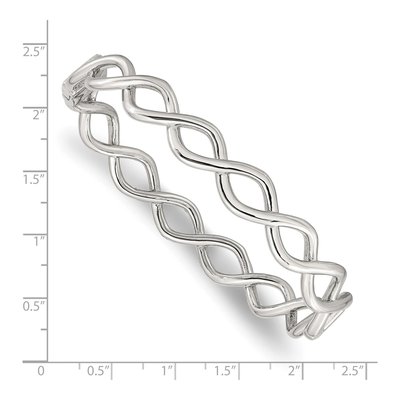 Stainless Steel Criss Cross Hinged Bangle Bracelet – view 5