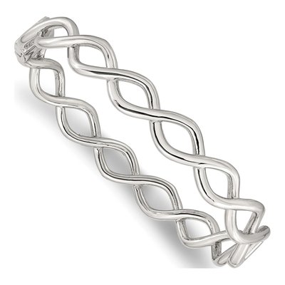 Stainless Steel Criss Cross Hinged Bangle Bracelet