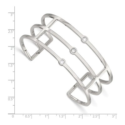 Stainless Steel CZ Cuff Bracelet – view 4