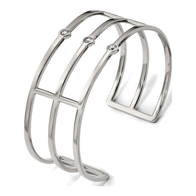 Stainless Steel CZ Cuff Bracelet – view 6