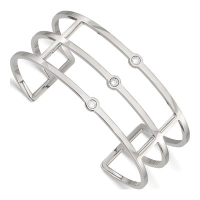 Stainless Steel CZ Cuff Bracelet