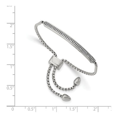 Stainless Steel CZ Bolo Bracelet – view 4