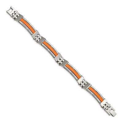 Stainless Steel Orange Greek Key Bracelet – view 3