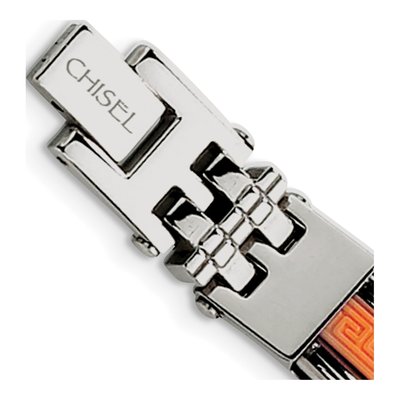 Stainless Steel Orange Greek Key Bracelet – view 4