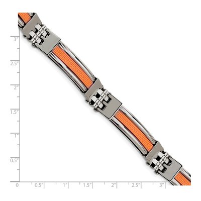 Stainless Steel Orange Greek Key Bracelet – view 5