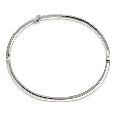 Stainless Steel Sideways Cross Hinged Bangle Bracelet – view 4