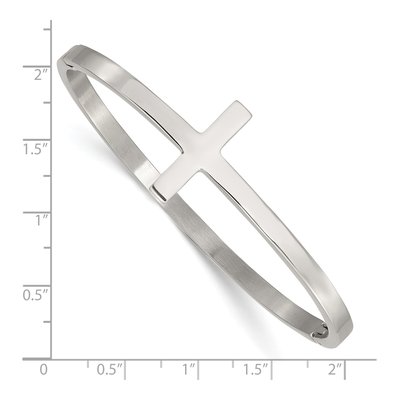 Stainless Steel Sideways Cross Hinged Bangle Bracelet – view 5