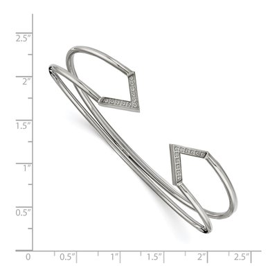 Stainless Steel CZ Cuff Bracelet – view 2