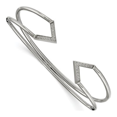 Stainless Steel CZ Cuff Bracelet