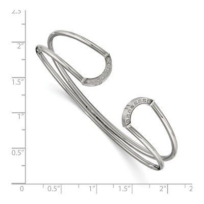 Stainless Steel CZ Flexible Cuff Bracelet – view 2