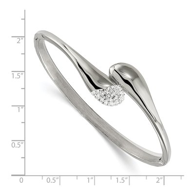 Stainless Steel Crystal Hinged Bangle Bracelet – view 2