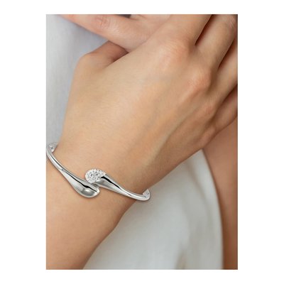 Stainless Steel Crystal Hinged Bangle Bracelet – view 3