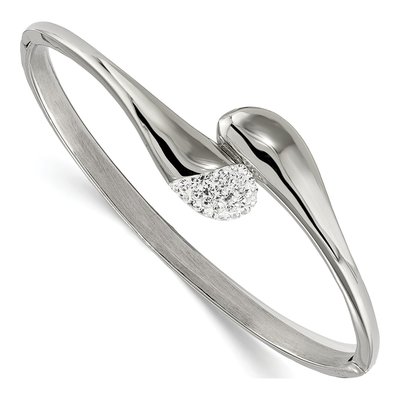 Stainless Steel Crystal Hinged Bangle Bracelet