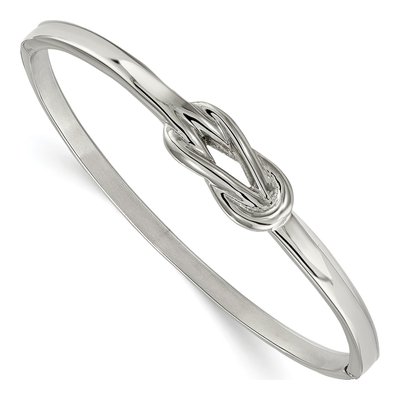Stainless Steel Knot Hinged Bangle Bracelet