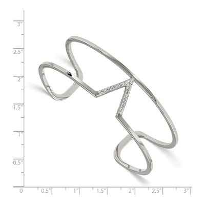 Stainless Steel Crystal V-Shape Cuff Bracelet – view 2