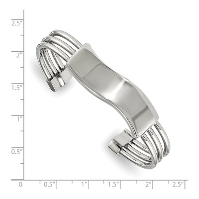 Stainless Steel Waved Cuff Bracelet – view 2