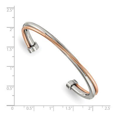 Chisel Rose-Tone Stainless Steel Twisted Cuff Bangle – view 3