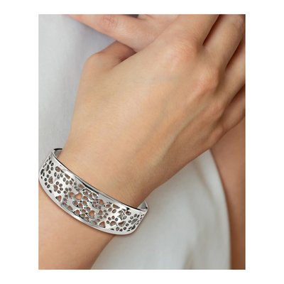 Stainless Steel Paw Print Cut-Out Hinged Bangle Bracelet – view 4