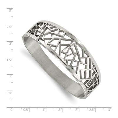 Stainless Steel Geometric Cut-Out Hinged Bangle Bracelet – view 2