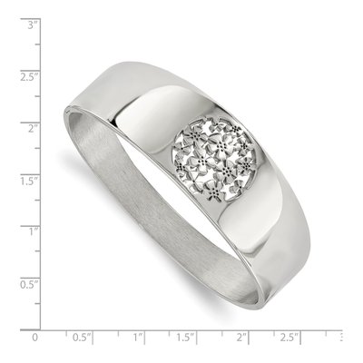 Stainless Steel Flower Cut-Out Hinged Bangle Bracelet – view 2